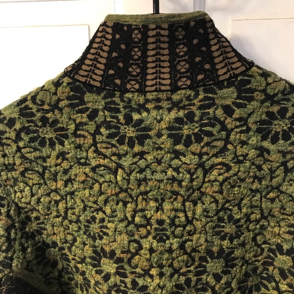 Icelandic Design zip-front cardigan sweater sz S olive green & black - Picture 5 of 7